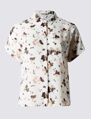 Loose Fit Floral Cropped Boxy Shirt
